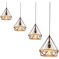 Axhup - Pendelleuchte Hanf Seil Hängelampe mit Käfig Ø25cm Diamant Form Lampen im Industri Stil für für Wohnzimmer Esszimmer Schwarz 4PCS von AXHUP