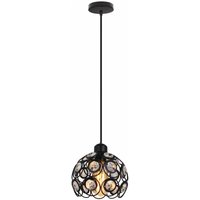 Pendelleuchte Kristall, Moderne Hängelampe mit Ø20cm Lampenschirm, MetAlles Kronleuchter Art Licht E27 Fassung für Wohnzimmer Schlafzimmer (Schwarz) von AXHUP
