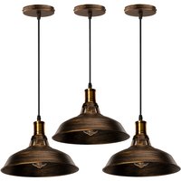 Pendelleuchte Lampenschirm Retro Hängelampe aus Metall Edisen E27 Lampe für Loft Esszimmer Wohnzimmer Flur Messing 3PCS von AXHUP