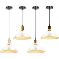 Axhup - Pendelleuchte Lampenschirm Retro Hängelampe aus Metall Edisen E27 Lampe für Loft Esszimmer Wohnzimmer Flur Weiß - 4PCS von AXHUP