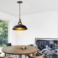 Pendelleuchte Lampenschirm Vintage Hängelampe aus Metall Edisen E27 Lampe für Loft Esszimmer Wohnzimmer Flur Schwarz - 1PCS von AXHUP