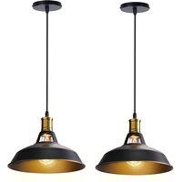 Pendelleuchte Lampenschirm Vintage Hängelampe aus Metall Edisen E27 Lampe für Loft Esszimmer Wohnzimmer Flur Schwarz - 2PCS von AXHUP