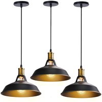 Pendelleuchte Lampenschirm Vintage Hängelampe aus Metall Edisen E27 Lampe für Loft Esszimmer Wohnzimmer Flur Schwarz - 3PCS von AXHUP