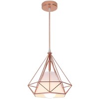 Axhup - Pendelleuchte Roségold, 1 Flammig Hängelampe, Ø25cm Diamant Form, mit Käfig für Wohnzimmer Schlafzimmer Esszimmer Küche 1PCS von AXHUP