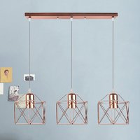 Pendelleuchte Verstellbare 3 Flammig Hängelampe im Industri Design, Art Lampe für Esszimmer Schlafzimmer (Roségold) von AXHUP