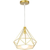 Axhup - Pendelleuchte Vintage, Hängelampe im Retro Look, Diamant Form Kronleuchter mit Käfig für Wohnzimmer Schlafzimmer Esszimmer Küche Gold - 1PCS von AXHUP
