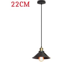 Pendelleuchte Vintage, Hängelampe mit Ø22cm Eisen Lampenschirm, Deckenleuchte E27 Fassung für Esszimmer Schlafzimmer Küche - Schwarz von AXHUP