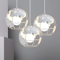 Pendelleuchte Vintage, Stil-Industri Hängeleuchten im Ø20 cm Globus Design, Decken Lampe Kugel E27 für Wohnzimmer Esszimmer Flur Weiß - 3PCS von AXHUP