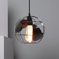 Pendelleuchte Vintage, Stil-Industri Hängeleuchten im Ø20 cm Globus Design, Decken Lampe Kugel E27 für Wohnzimmer Esszimmer Flur Schwarz - 1PCS von AXHUP