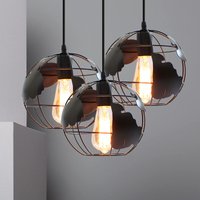 Axhup - Pendelleuchte Vintage, Stil-Industri Hängeleuchten im Ø20 cm Globus Design, Decken Lampe Kugel E27 für Wohnzimmer Esszimmer Flur Schwarz von AXHUP