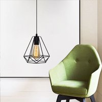 Pendelleuchte Vintage Hängelampe mit Käfig E27 Art Ø20cm Diamant Lampen für für Wohnzimmer Esszimmer (Schwarz) von AXHUP