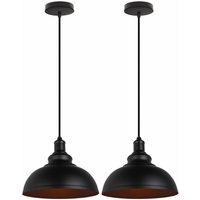 Pendelleuchte Vintage Kuppel Hängelampe Industrielle Hängelampe mit Ø29cm Lampenschirm Edison für Loft Bar Wohnzimmer Esszimmer Schwarz 2PCS von AXHUP