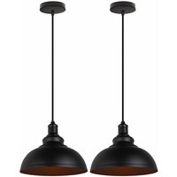 Axhup - Pendelleuchte Vintage Kuppel Hängelampe Industrielle Hängelampe mit Ø29cm Lampenschirm Edison für Loft Bar Wohnzimmer Esszimmer Schwarz 2PCS von AXHUP