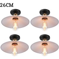 Pendelleuchte Weiß Hängelampe mit Ø26cm Lampenschirm Kronleuchter Art Edison Lampe E27 Fassung für Loft Wohnzimmer Esszimmer 4PCS von AXHUP