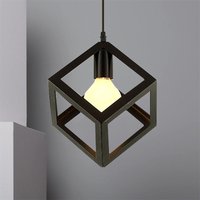 Pendelleuchte Würfel, 1 Flammig Hängelampe im Stil Industrial, Kreativ Kronleuchter mit Metall Käfig E27 Edison Birne für Wohnzimmer Esszimmer Küche von AXHUP