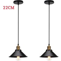Pendelleuchte im Retro-Look, Antik Kronleuchter mit Ø22cm Metall Lampenschirm, Vintage Hängelampe E27 Fassung Loft Edsion Schwarz 2PCS von AXHUP