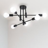 Axhup - Retro Deckenleuchte Lampe Vintage Industriell 6 Punkt Leuchter Beleuchtung für Esszimmer, Schlafzimmer, Wohnzimmer, Schwarz von AXHUP
