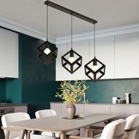 Retro Kronleuchter Industriell E27 3-flammige Deckenleuchte Geometrisch Pendelleuchte für Schlafzimmer Wohnzimmer Schwarz von AXHUP