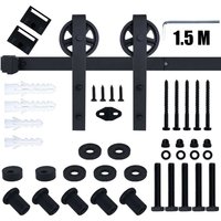 Schiebetürbeschlag, 150cm J Formwalze Schwerlast Schiebetürsystem Set con Große Rolle für Scheunentor Holztür (Schwarz) von AXHUP