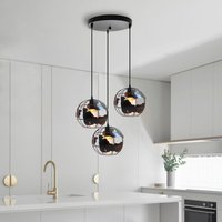 Axhup - Pendelleuchte Vintage, Stil-Industri Hängeleuchten im Ø20 cm Globus Design, Decken Lampe Kugel E27 für Wohnzimmer Esszimmer Flur Schwarz - 3 von AXHUP