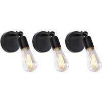 Wandleuchte, Moderne 180 Degree Einstellbar Einfach Wandlampe aus Metall für Schlafzimmer Wohnzimmer Esszimmer Schwarz 3PCS von AXHUP