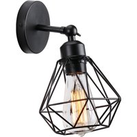 Wandleuchte, Vintage Industriale 180 Degree Einstellbar Wandlampe aus Metall mit Ø15.5cm Diamant-form Käfig für Schlafzimmer Wohnzimmer Esszimmer von AXHUP