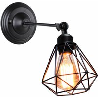 Wandleuchte, Vintage Industrielle Diamant Wandlampe mit Diamant Käfig E27 Lampe Decor für Wohnzimmer Schlafzimmer (Schwarz) von AXHUP