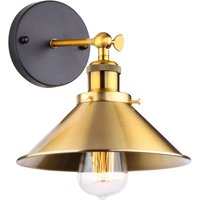 Axhup - Wandleuchte, Vintage Industrielle Wandlampe aus Metall mit Ø22cm Lampenschirm für Schlafzimmer Wohnzimmer Esszimmer (Gold) von AXHUP