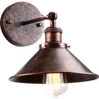 Wandleuchte, Vintage Industrielle Wandlampe aus Metall mit Ø22cm Lampenschirm für Schlafzimmer Wohnzimmer Esszimmer (Roter Rost) von AXHUP
