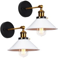 Wandleuchte, Vintage Industrielle Wandlampe aus Metall mit Ø22cm Lampenschirm für Schlafzimmer Wohnzimmer Esszimmer (Weiß) von AXHUP