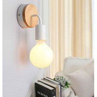Wandleuchte 2 Stück, Vintage Wand Lampe aus Holz Innen, Wandspot E27 Edison Beleuchtung für Wohnzimmer Schlafzimmer Korridor - Weiß von AXHUP