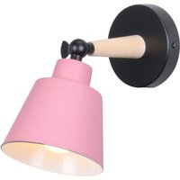 Wandleuchte Holz, Moderne Wandlampe Innen mit Metall Lampenschirm, Wandstrahler Art Licht Decor für Wohnzimmer Schlafzimmer (Rosa) von AXHUP