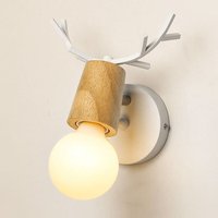 Wandleuchte Kreative, Moderne Geweih Form Wandlampe, Wandstrahler Licht aus Metall und Holz E27 Fassung für Schlafzimmer Wohnzimmer Treppen (Weiß) von AXHUP