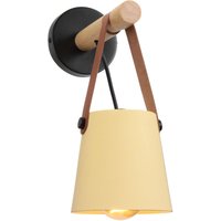 Axhup - Wandleuchte aus Holz Innen, Moderne Wand Lampe mit Leder Lampenschirm, Eisen Wandbehang Lampe für Schlafzimmer Wohnzimmer Korridor (Gelb) von AXHUP