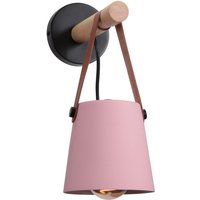 Wandleuchte aus Holz Innen, Moderne Wand Lampe mit Leder Lampenschirm, Eisen Wandbehang Lampe für Schlafzimmer Wohnzimmer Korridor (Rosa) von AXHUP