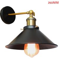 Wandleuchte im Vintage-Stil, Industri 240° Verstellbare Wandlampe, Wandstrahler Licht mit Ø26cm Lampenschirm für Wohnzimmer Schlafzimmer (Schwarz) von AXHUP