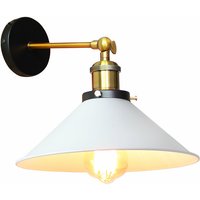 Wandleuchte im Vintage-Stil, Industri 240° Verstellbare Wandlampe, Wandstrahler Licht mit Ø26cm Lampenschirm für Wohnzimmer Schlafzimmer (Weiß) von AXHUP