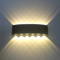 Wandleuchte led Außen Innen, 12W Modern Aluminium Wandlampe Up Down IP65 für Wohnzimmer Schlafzimmer Treppe (Schwarz/Warmweiß) von AXHUP