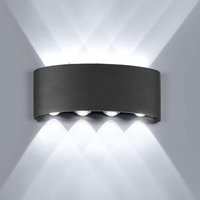 Wandleuchte led Außen Innen, 8W Modern Aluminium Wandlampe Up Down IP65 für Wohnzimmer Schlafzimmer Treppe (Schwarz/Kaltweiß) von AXHUP