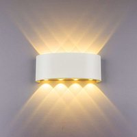 Wandleuchte led Außen Innen, 8W Modern Aluminium Wandlampe Up Down IP65 für Wohnzimmer Schlafzimmer Treppe (Weiß/Warmweiß) von AXHUP