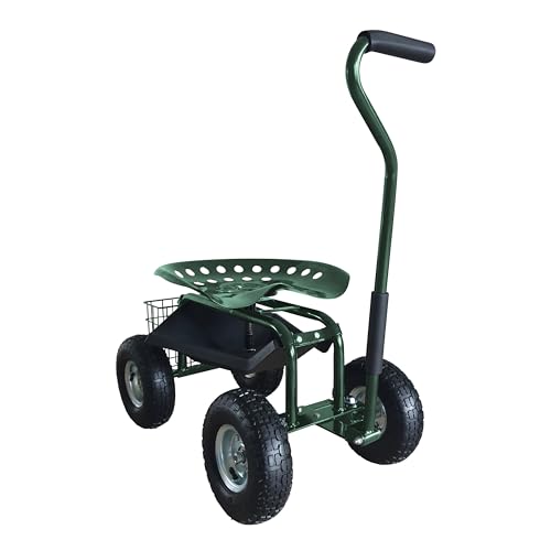 AXI AG22 fahrbarer Rollsitz für den Garten in Grün | Gartenwagen/Gartensitz aus Metall bis 150 kg belastbar | Rollwagen für Gartenarbeit mit Ablage. von AXI