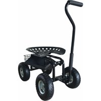 AG22 fahrbarer Rollsitz für den Garten in Schwarz Gartenwagen / Gartensitz aus Metall bis 150 kg belastbar Rollwagen für Gartenarbeit mit Ablage von AXI