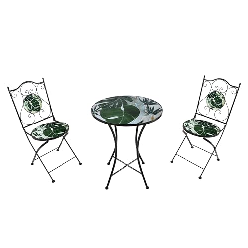 AXI Amélie Bistroset 3-teilig mit Mosaik Design Tropisch Grün | Bistrotisch mit 2 Stühlen | Bistro Gartenmöbel Set für Garten/Balkon/Terrasse | Balkonset/Sitzgruppe. von AXI