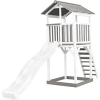 AXI Beach Tower Spielturm aus Holz in Weiß & Grau Spielhaus für Kinder mit weißer Rutsche und Sandkasten Stelzenhaus für den Garten - Weiß von AXI