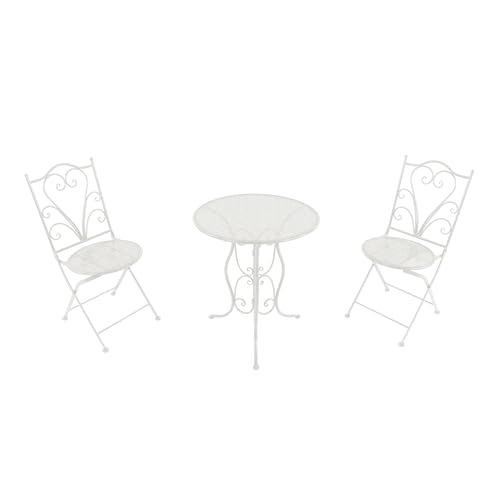 AXI Eloise Bistroset 3-teilig aus Metall Gestanzt in Weiß | Bistrotisch mit 2 Stühlen | Bistro Gartenmöbel Set für Garten/Balkon/Terrasse | Balkonset/Sitzgruppe. von AXI