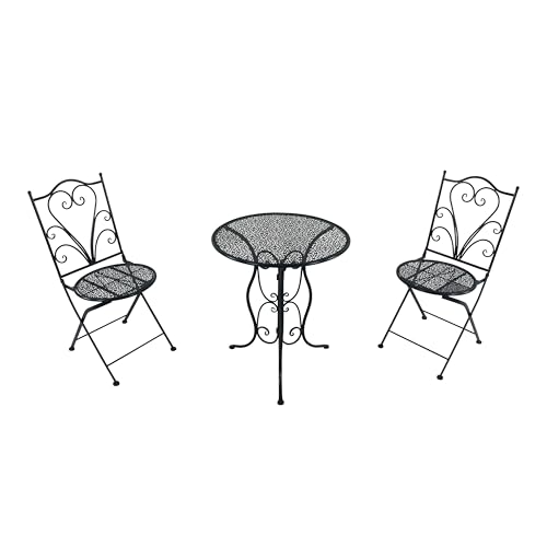 AXI Eloise Bistroset 3-teilig aus Metall Gestanzt in Anthrazit | Bistrotisch mit 2 Stühlen | Bistro Gartenmöbel Set für Garten/Balkon/Terrasse | Balkonset/Sitzgruppe von AXI