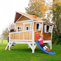 AXI Kinderspielhaus »Emma«, BxHxT: 349 x 227 x 193 cm, Holz, braun/weiß/blau AXI Kinderspielhaus »Emma«, BxHxT: 349 x 227 x 193 cm, Holz, braun/weiß/blau von AXI