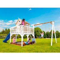 AXI Kinderspielhaus »Liam«, BxHxT: 613 x 291 x 277 cm, Holz, braun/weiß/blau AXI Kinderspielhaus »Liam«, BxHxT: 613 x 291 x 277 cm, Holz, braun/weiß/blau von AXI