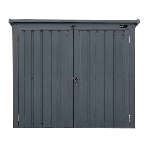 AXI Oscar Mülltonnenbox aus Metall in Anthrazit | Mülltonnenverkleidung aus wetterfestem verzinktem Stahl mit Deckel für 2 Tonnen - 240L/480L | Müllbox/Aufbewahrungsbox für Mülltonnen mit Schloss von AXI