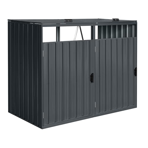 AXI Owen Mülltonnenbox aus Metall in Anthrazit | Mülltonnenverkleidung aus wetterfestem verzinktem Stahl mit Deckel für 2 Tonnen - 240L/480L | Müllbox/Aufbewahrungsbox für Mülltonnen AXI Owen Mülltonnenbox aus Metall in Anthrazit | Mülltonnenverkleidung aus wetterfestem verzinktem Stahl mit Deckel für 2 Tonnen - 240L/480L | Müllbox/Aufbewahrungsbox für Mülltonnen von AXI
